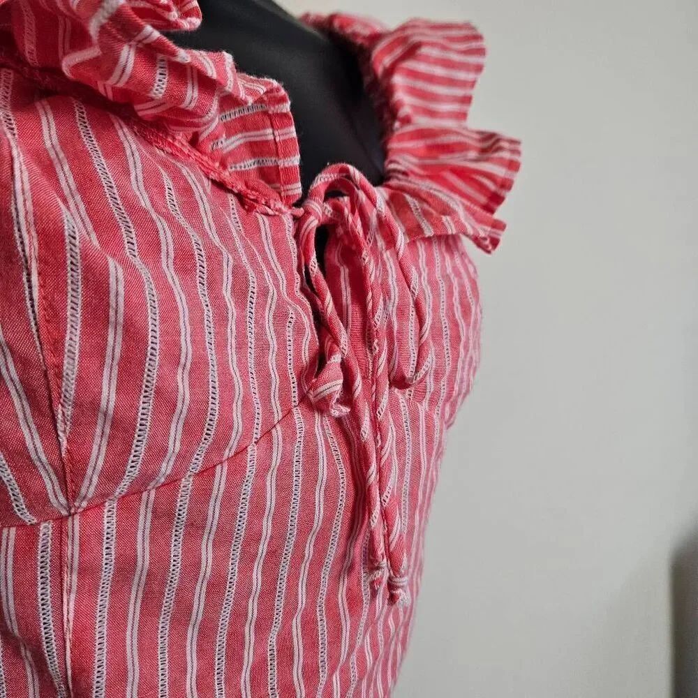 Free People Striped Ruffled Crop Top - Picture 3 of 8